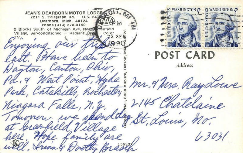 Dearborn Motor Lodge - Vintage Postcard